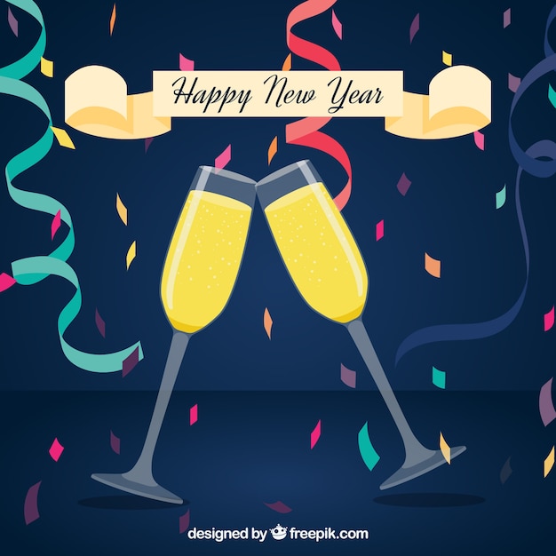 Free Vector new year background with toast