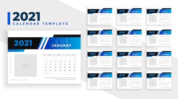  new year blue calendar  template