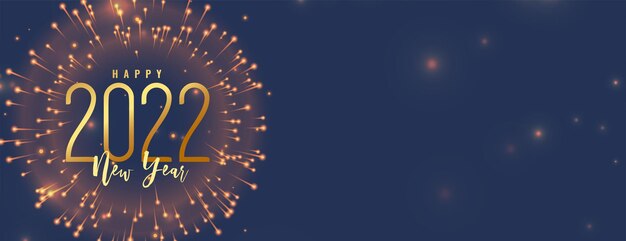 New year celebration 2022 party banner with firework display