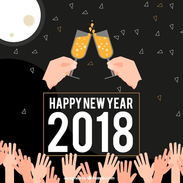 Free Vector new year celebration background with hands