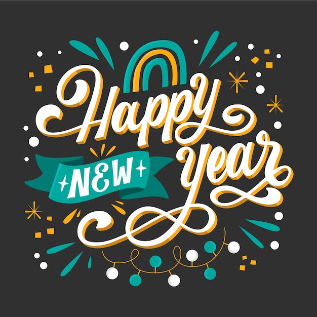 New year celebration flat lettering