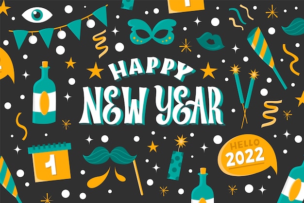 New year celebration flat lettering