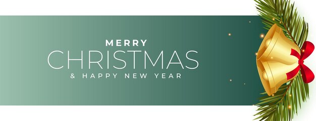 New year and christmas realistic banner with bell design