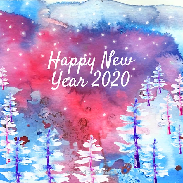 New year concept in watercolor