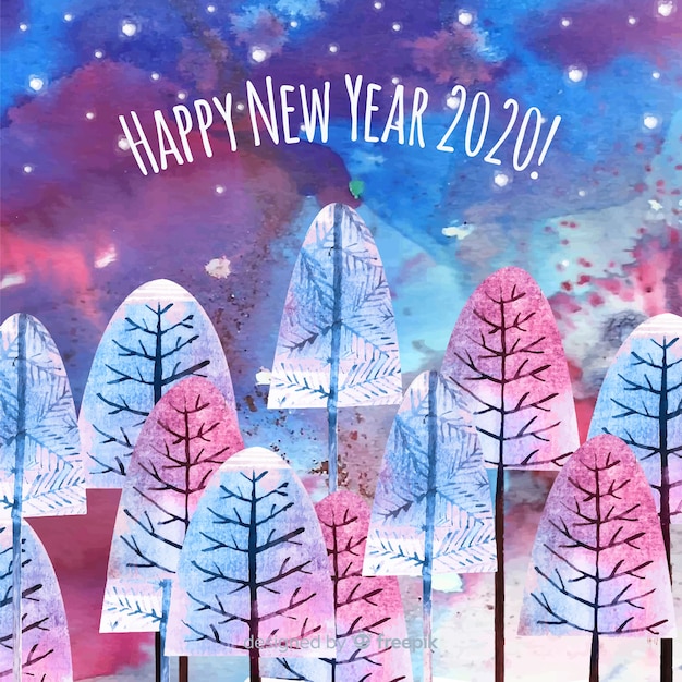 Free Vector new year concept in watercolor