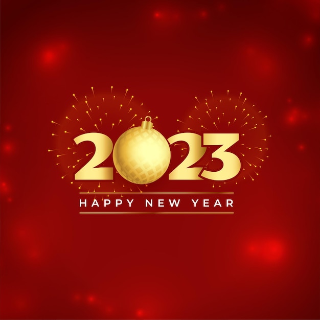 New year eve 2023 background with christmas bauble and firework design vector illustration