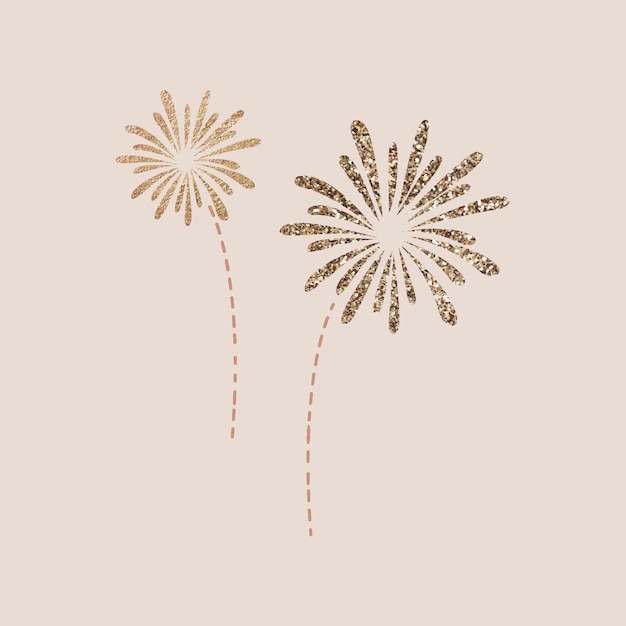 Free vector new year fireworks doodle on beige background