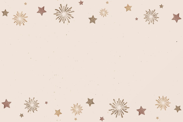 New Year gold ball and fireworks on beige background