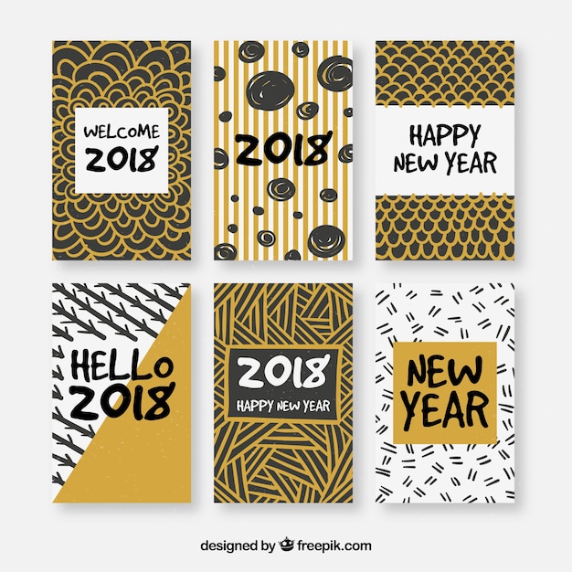 New year greeting cards with various patterns