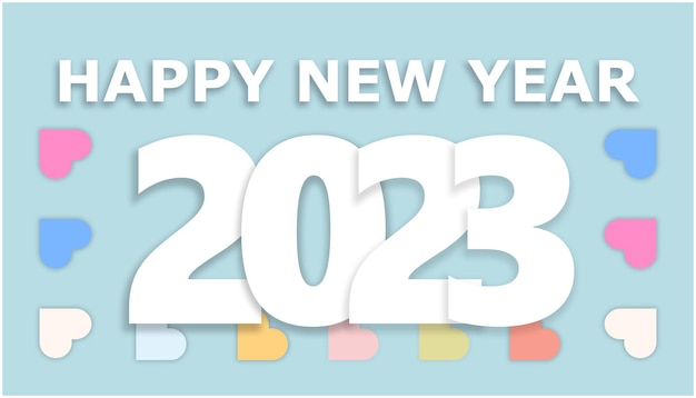 New year illustration 2023 with pastel background happy new year greetings