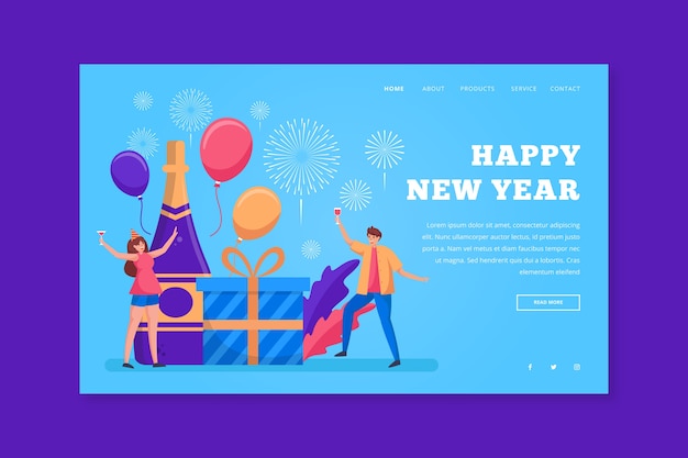 Free Vector new year landing page in flat design