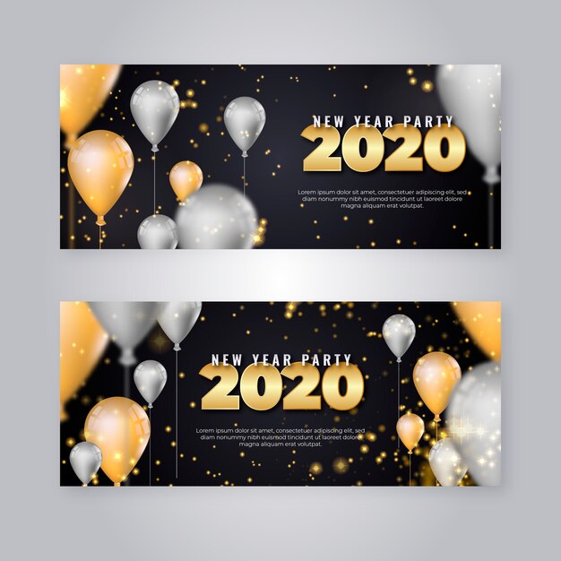 New year party banner set