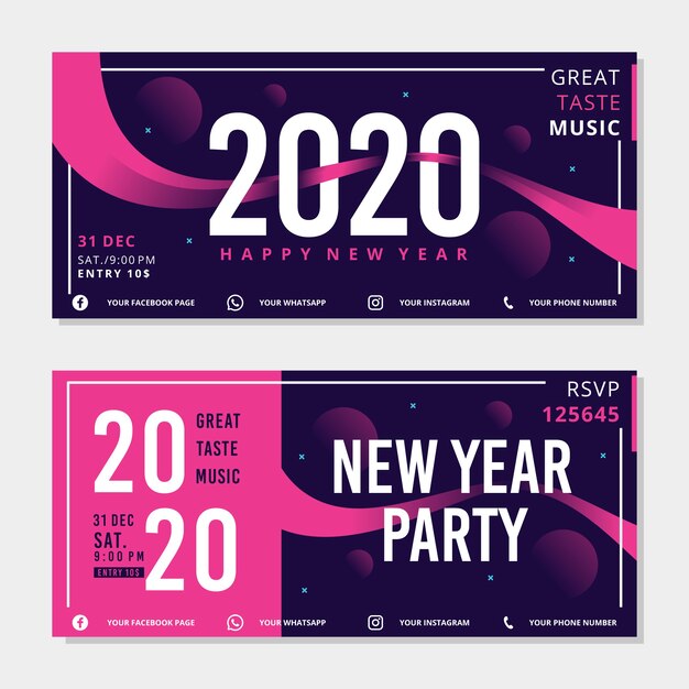 New year party banners in flat design