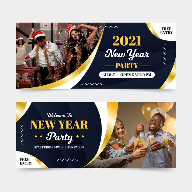 New year party banners template