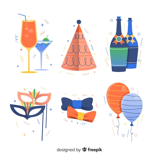 Free Vector new year party element collection 