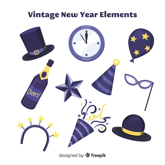 Free Vector new year party elements collection