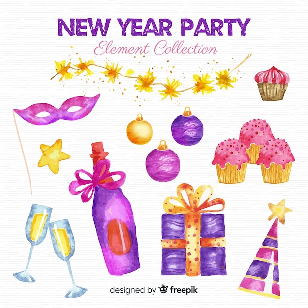 Free vector new year party elements collection