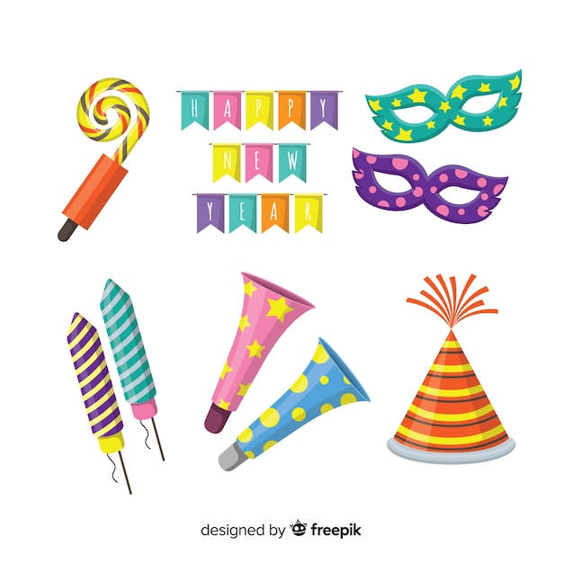 Free Vector new year party elements collection