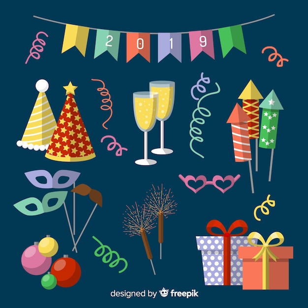 Free Vector new year party elements collection