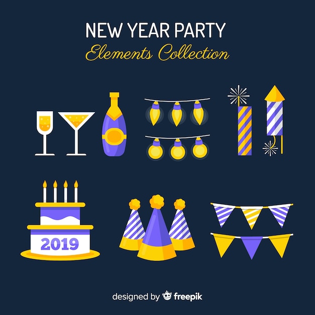 Free Vector new year party elements collection