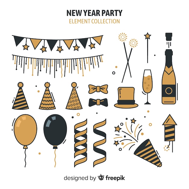 Free Vector new year party elements collection