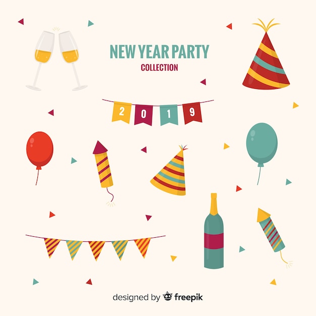 Free Vector new year party elements collection