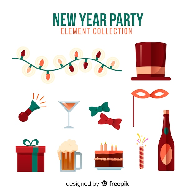 Free Vector new year party elements collection