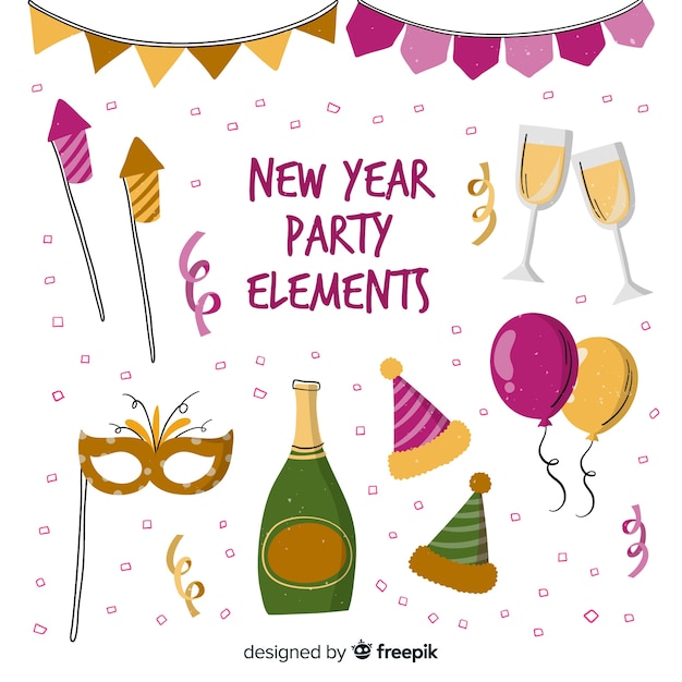 Free Vector new year party elements 