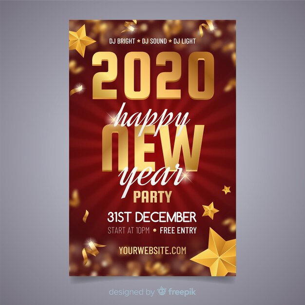 New year party flyer in flat design