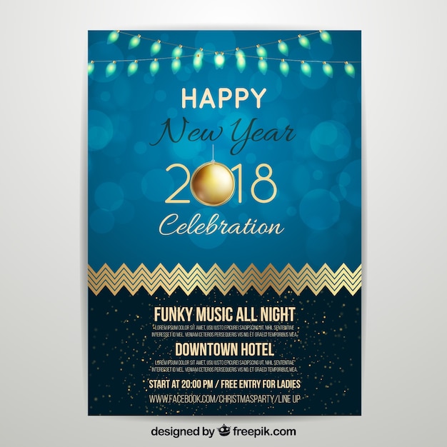 Free Vector new year party poster 2018