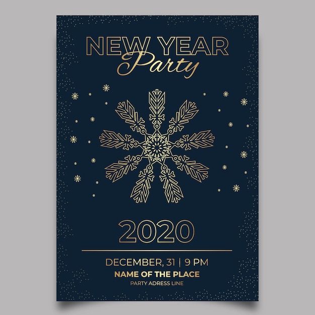 Free Vector new year party poster template in outline style