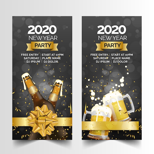 Free Vector new year party realistic banners