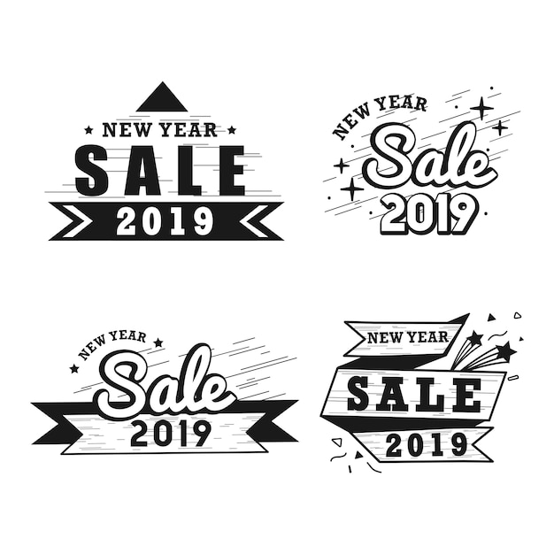 New year sale badge vector set