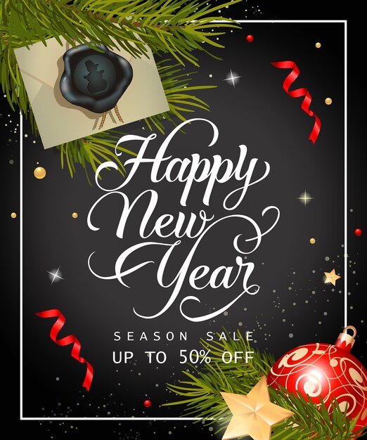 Free Vector new year season sale lettering