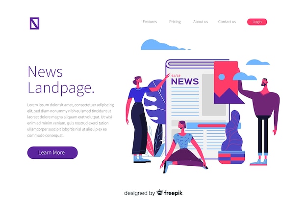 News concept for landing page