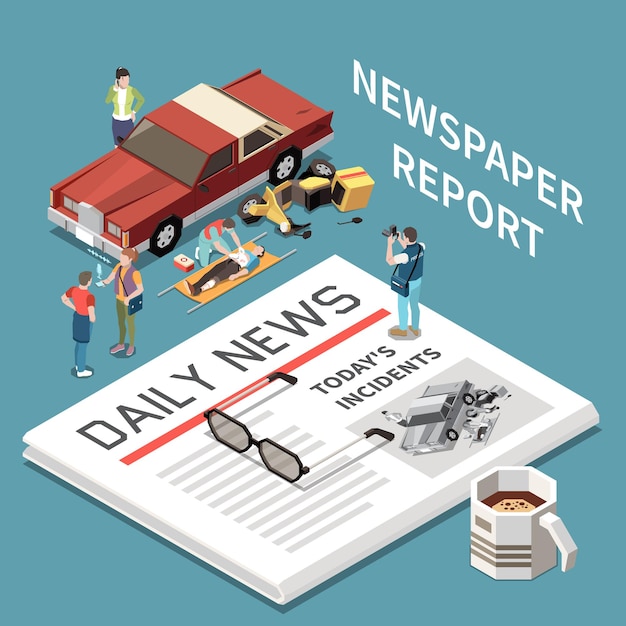 Free Vector newspaper report isometric illustration