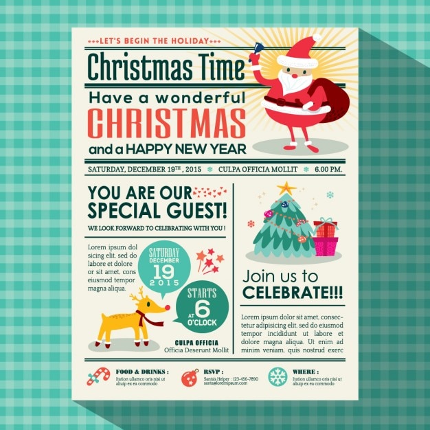 Free Vector newspaper, santa claus, christmas