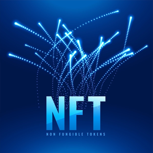 Free Vector nft non fungible token concept with sparkling light trails