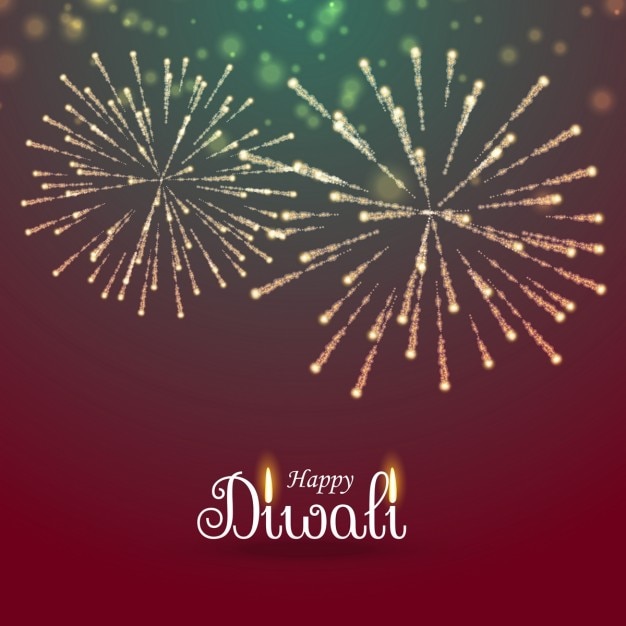 Free Vector nice background with fireworks for diwali