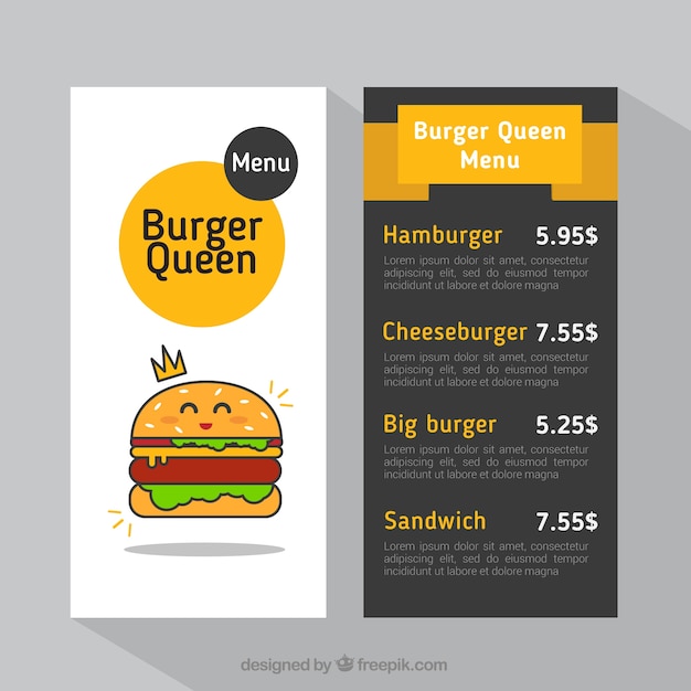 Nice burger menu 