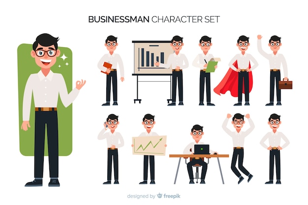 Free vector nice businessman character set