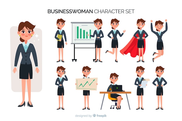 Nice businesswoman character set 