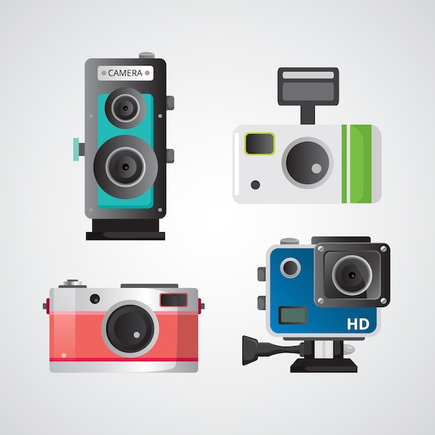 Nice cameras in flat design