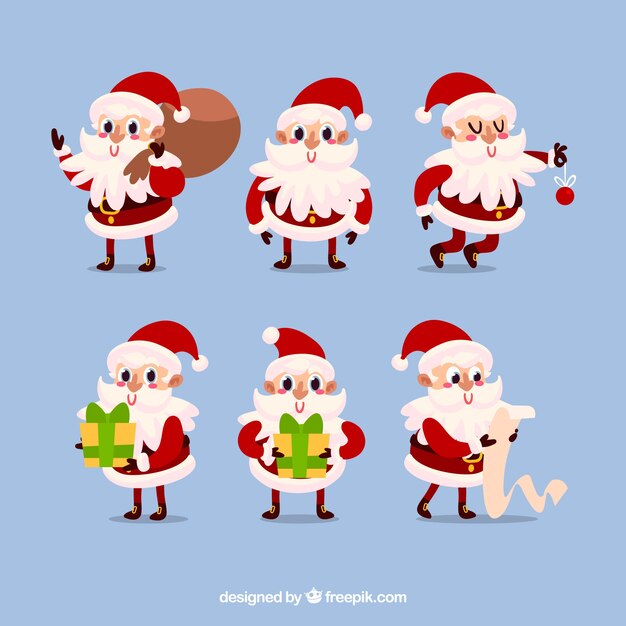 Nice characters of santa claus set