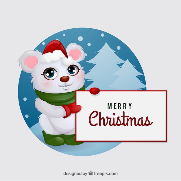 Free Vector nice christmas animal with blank sign