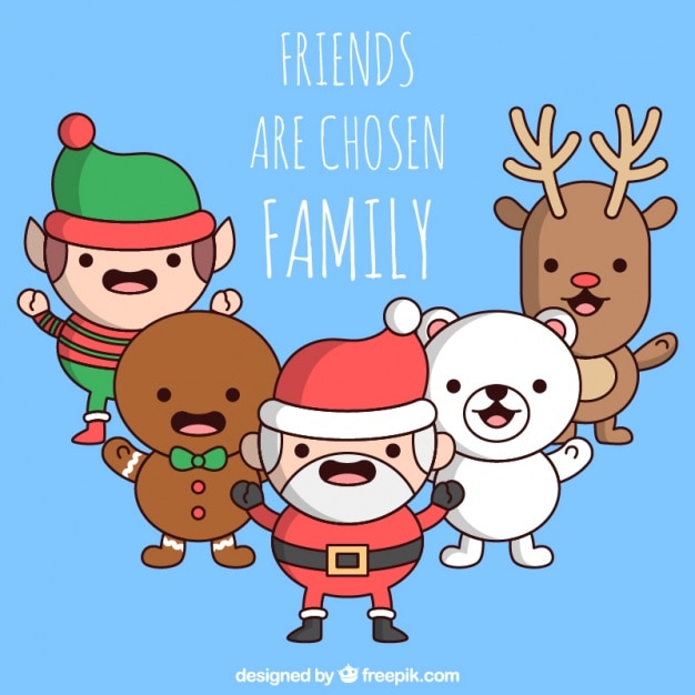 Nice christmas characters with inspirational friends phrase 