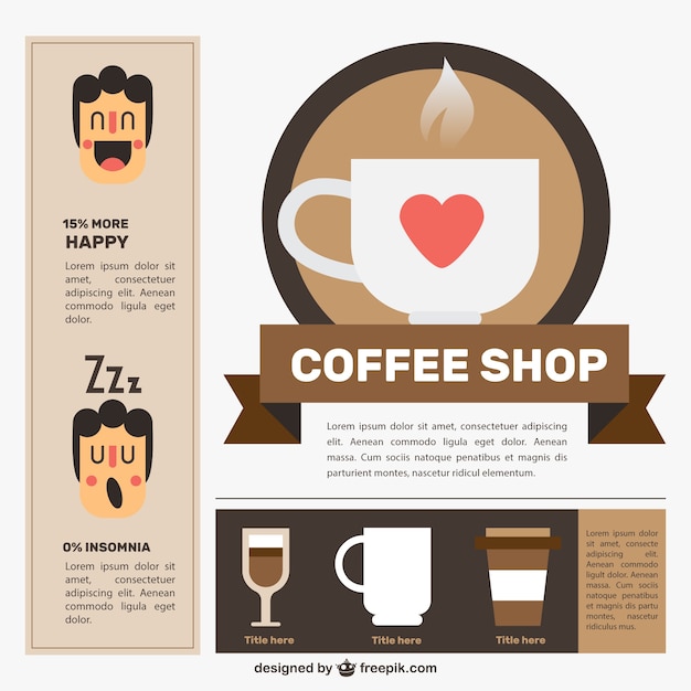 Nice coffee shop with infographic elements