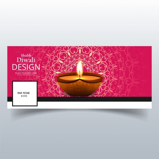 Free Vector nice cover with a candle for diwali