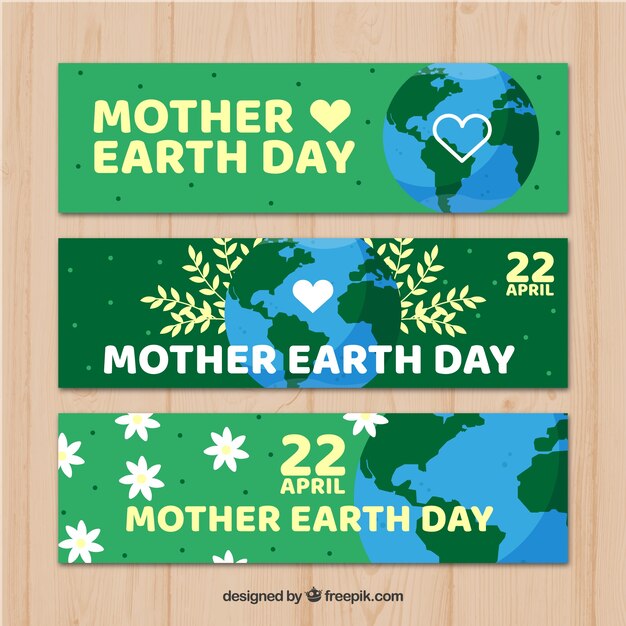 Nice flat banners for the world earth day