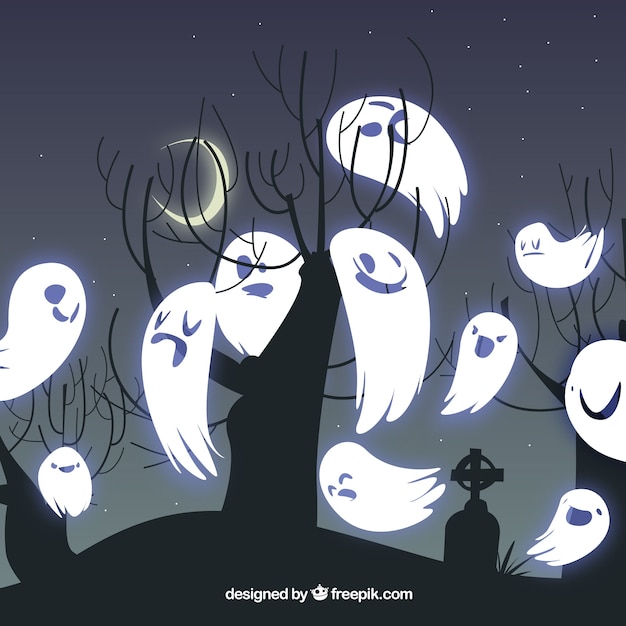 Free Vector nice ghosts background